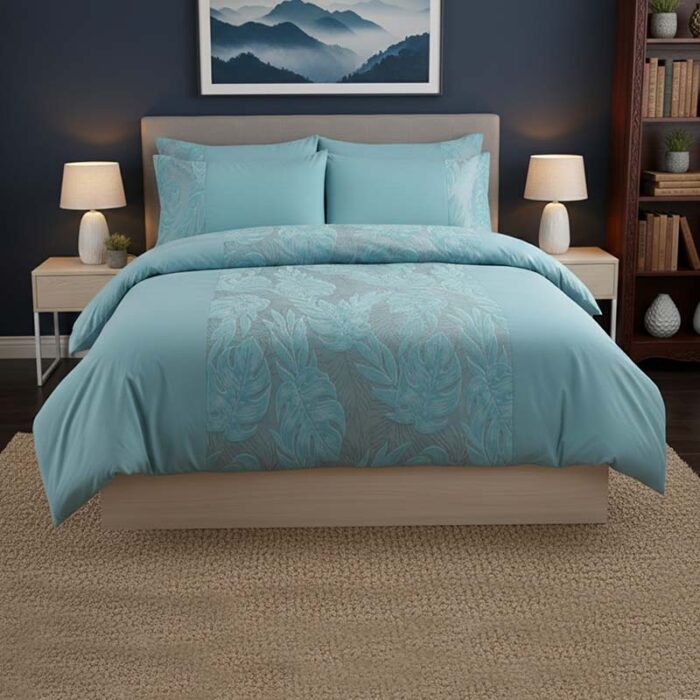 Velvet Leaf Design Duvet Cover Elegant Soft Touch Luxury Bedding