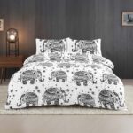 Elephant Print Duvet Set Beautiful Boho Bedding for a Serene Bedroom - Single