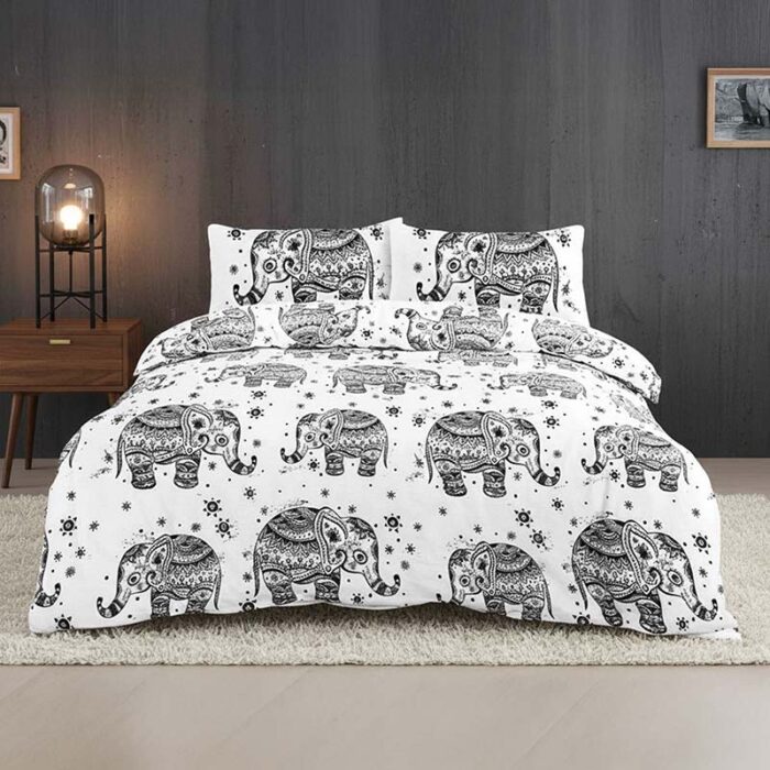 Elephant Print Duvet Set Beautiful Boho Bedding for a Serene Bedroom