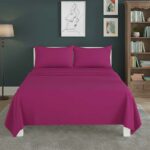 Easy Care Flat Bed Sheet Polycotton Durable Low Maintenance Bedding - Double - Fuchsia