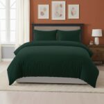Embossed Stripe Duvet Cover Soft Microfibre Bedding with Pillowcases - Single - Green