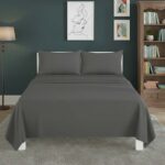 Easy Care Flat Bed Sheet Polycotton Durable Low Maintenance Bedding - Double - Grey