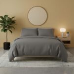 Flannelette Cotton Duvet Cover Set Soft Brushed Warm Bedding Set - Super King - Grey