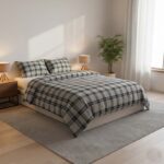 Thermal Flannelette Tartan Duvet Cover Set Warm Brushed Cotton Bedding - Single - Grey