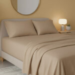 Flannelette Flat Sheet Soft Brushed Cotton Bedding for Warmth Comfort - Super King - Latte