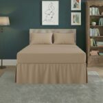 Fitted Valance Bed Sheet Polycotton Mattress Cover And Frill Easy Care - King - Latte