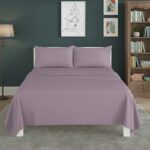 Easy Care Flat Bed Sheet Polycotton Durable Low Maintenance Bedding - Double - Lilac