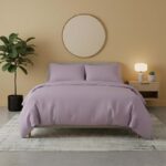 Flannelette Cotton Duvet Cover Set Soft Brushed Warm Bedding Set - Super King - Lilac
