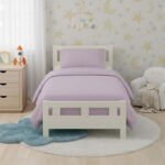 Flannelette Cotton Cot Bed Duvet Cover Set Brushed Warm Bedding Set - Lilac