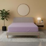 Flannelette Fitted Sheet Soft Brushed Cotton Bedding Warmth Comfort - King - Lilac