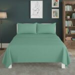 Easy Care Flat Bed Sheet Polycotton Durable Low Maintenance Bedding - Double - Mint