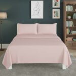 Easy Care Flat Bed Sheet Polycotton Durable Low Maintenance Bedding - Double - Pink