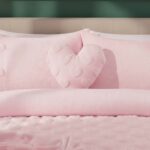 Heart Shaped Teddy Fleece Cushion Ultra Soft Plush Decorative Pillow - Pink