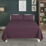 Easy Care Flat Bed Sheet Polycotton Durable Low Maintenance Bedding - Single - Plum