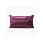 Luxury Embellished Oblong Cushion with Satin Finish Decorative Accent Pillow for Sofa And Bed - Plum