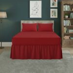 Fitted Valance Bed Sheet Polycotton Mattress Cover And Frill Easy Care - King - Red