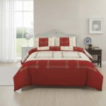 Patchwork Duvet Cover Set Vintage Style Bedding Matching Pillowcases - Single - Red