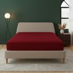 Flannelette Fitted Sheet Extra Deep 40cm Skirt Soft Brushed Cotton - Double - Red
