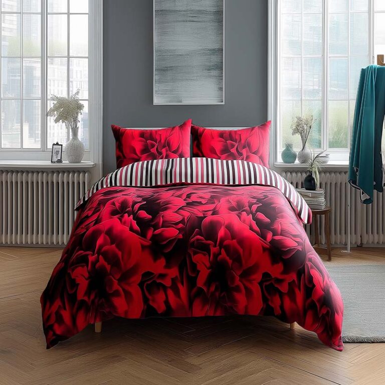 Design Cover Two Color Duvet Cover And Pillowcase Set Reversible Rose And Stripe Design ...