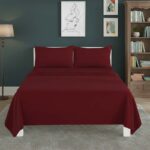 Easy Care Flat Bed Sheet Polycotton Durable Low Maintenance Bedding - Single - Red