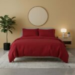 Flannelette Cotton Duvet Cover Set Soft Brushed Warm Bedding Set - Super King - Red