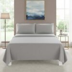 Easy Care Flat Bed Sheet Polycotton Durable Low Maintenance Bedding - Single - Silver