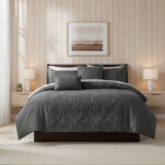 Damask Velvet Border Duvet Cover Elegant Soft Touch Luxury Bedding - Super King - Grey