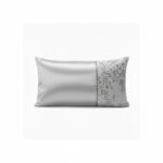 Luxury Embellished Oblong Cushion with Satin Finish Decorative Accent Pillow for Sofa And Bed - Silver