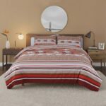 Floral Stripe Complete Bedding Set Duvet Cover Pillowcase Fitted Sheet - Double