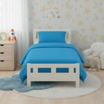 Flannelette Cotton Cot Bed Duvet Cover Set Brushed Warm Bedding Set - Teal