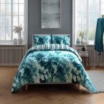 Duvet Cover And Pillowcase Set Reversible Rose And Stripe Design Polycotton Bed Linen - Single - Teal