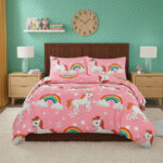 Kids Unicorn Duvet Cover Set Cute Colorful And Soft Bedding - Single