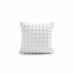 Square Teddy Design Cushion Cover Soft Plush Decorative Cushion Case - White