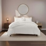 Super Soft Teddy Duvet Cover Set Heart Embossed Cozy Fleece Bedding - Super King - White