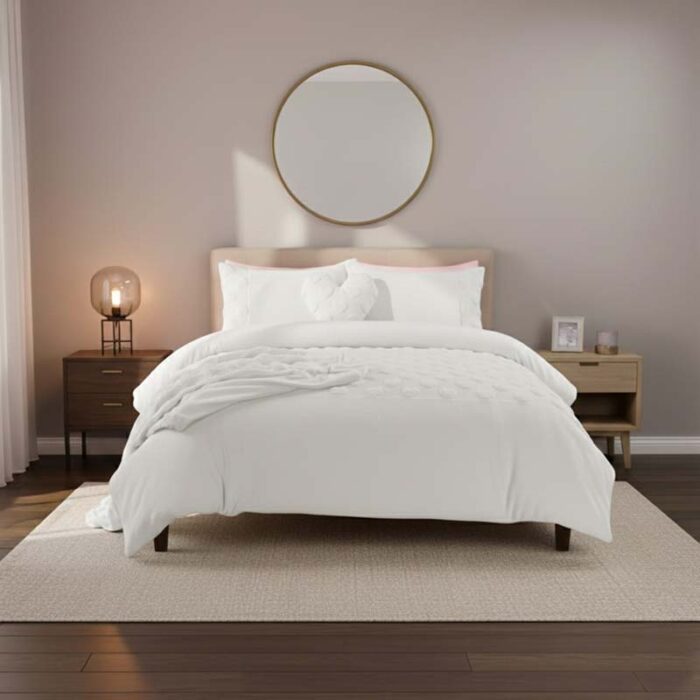 Super Soft Teddy Duvet Cover Set Heart Embossed Cozy Fleece Bedding