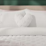 Heart Shaped Teddy Fleece Cushion Ultra Soft Plush Decorative Pillow - White