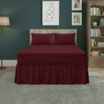 Fitted Valance Bed Sheet Polycotton Mattress Cover And Frill Easy Care - King - Wine