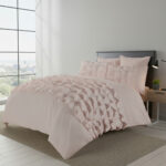Ruffle Border Duvet Cover Soft Elegant Bedding Set with Pillowcases - Double - Pink