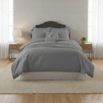 Luxury Embroidered Duvet Cover Set Bedding with Matching Accessories - Single - Silver