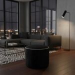 Luxury Velvet Round Bean Bag Ottoman Soft Plush Velvet Stool Pouffe - Black