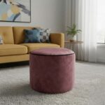 Luxury Velvet Large Round Bean Bag Ottoman Soft Plush Velvet Stool Pouffe - Burgundy