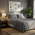 Soft Plain Brushed Cotton Fitted Flat Sheet Matching Pillowcases Set - King - Grey