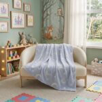 Glow in the Dark Moon Blanket Soft Galaxy Night Sky Throw for Kids - Grey