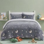 Glow in the Dark Teddy Moon And Stars Design Bedding Cute Kids Duvet Set - Double