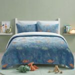 Glow in the Dark Teddy Dinosaur Design Bedding Cute Kids Duvet Set - Single