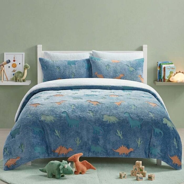 Glow in the Dark Teddy Dinosaur Design Bedding Cute Kids Duvet Set