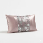 Oblong Floral Sequin Cushion Luxury Rectangular Decorative Accent - Pink