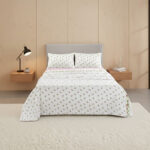 Soft Flower Print Brushed Cotton Fitted Flat Sheet And Matching Pillowcases - Single - Pink