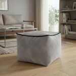 Luxury Velvet Cube Bean Bag Ottoman Soft Plush Velvet Stool Pouffe - Silver