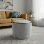 Luxury Velvet Large Round Bean Bag Ottoman Soft Plush Velvet Stool Pouffe - Silver